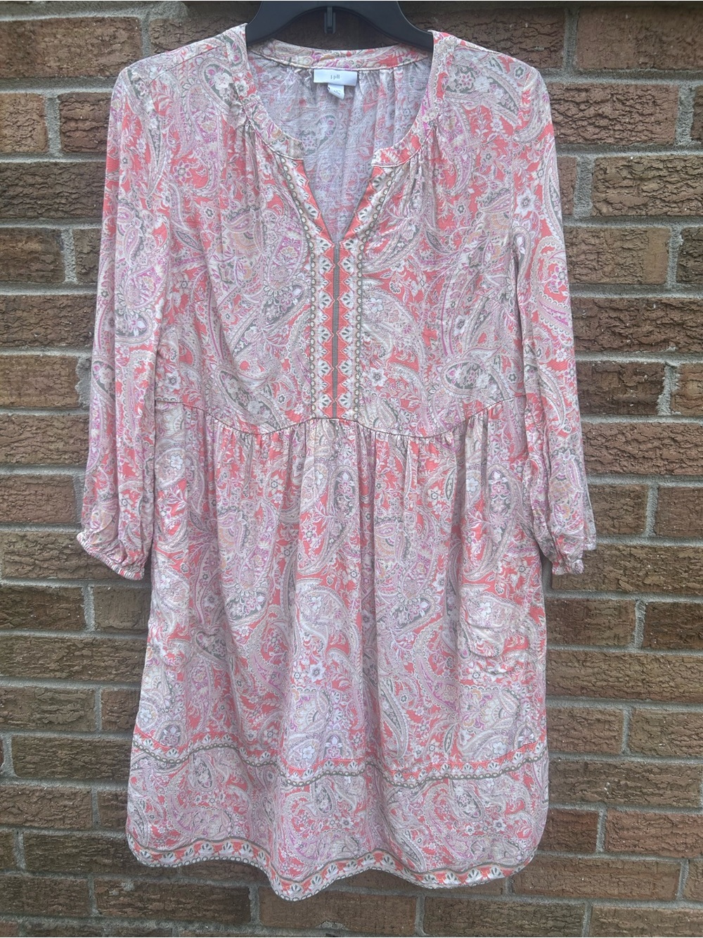 J. Jill Pink Paisley Tunic Dress with pockets size small petite